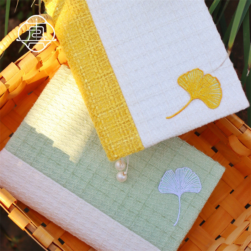 真我 灵光银杏 刺绣手工布书衣文艺A5A6手帐本手账记事本封套礼物