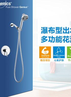 美国oxygenics美式暗装花洒套装 瀑布花洒沁氧增压不结水垢