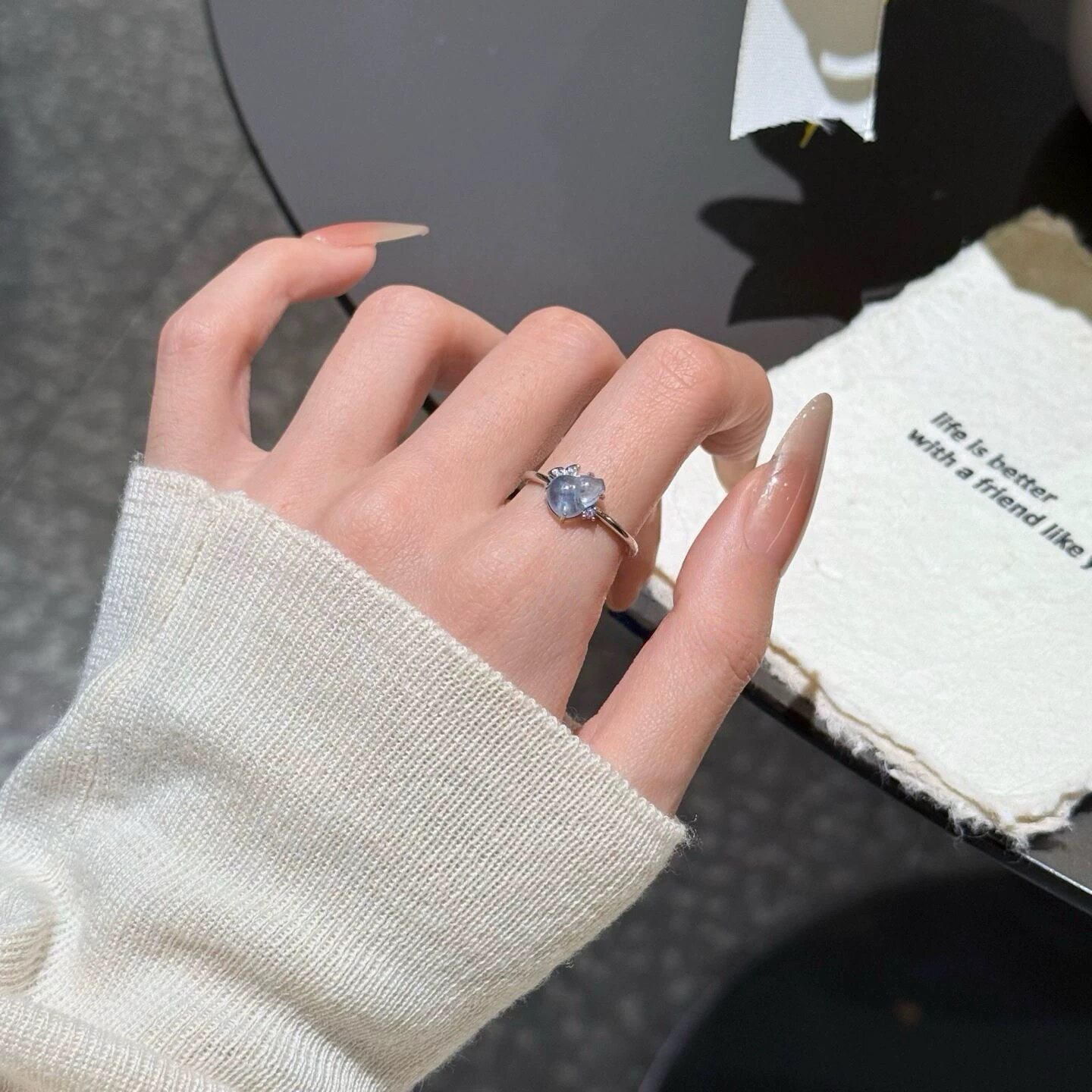 天然海蓝宝葫芦戒指女款小众转运珠闺蜜礼物送女友送男友希洛阁