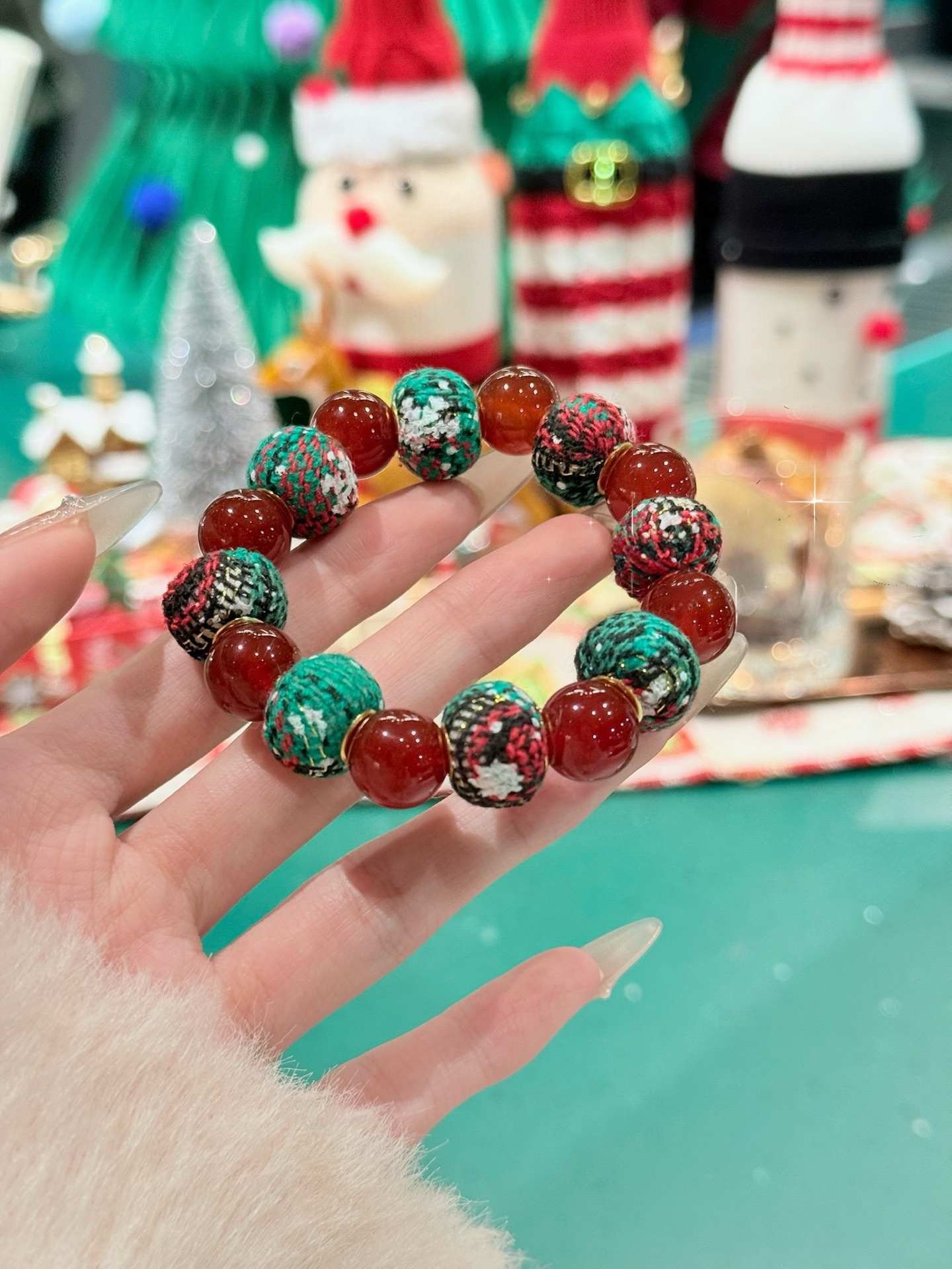 象牙果根付圣诞老人圣诞系列手串单圈手链