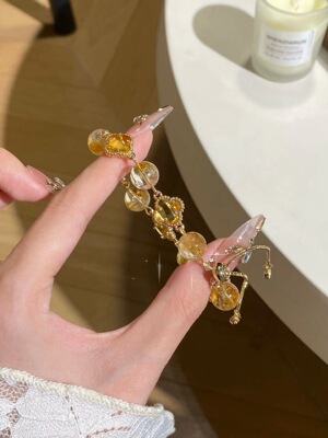 原创天然黄水晶手链女款轻奢小众设计感高级精致闺蜜礼物送女友