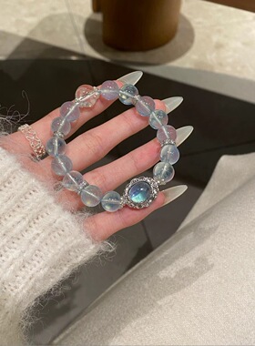 天然海蓝宝手链女款单圈水晶手串送闺蜜礼物小众设计感希洛阁