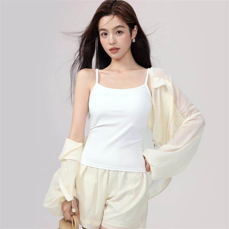 纯棉白色小吊带背心夏季女士内搭薄款一体带胸垫外穿打底无袖上衣,女装/女士精品,背心吊带,淘宝优惠券,粉丝福利购,淘宝优惠卷