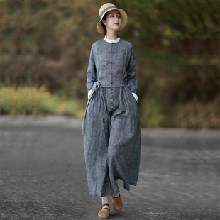 赫轩原著文艺复古连衣裙高档春秋新款民族风女装气质修身长裙保暖