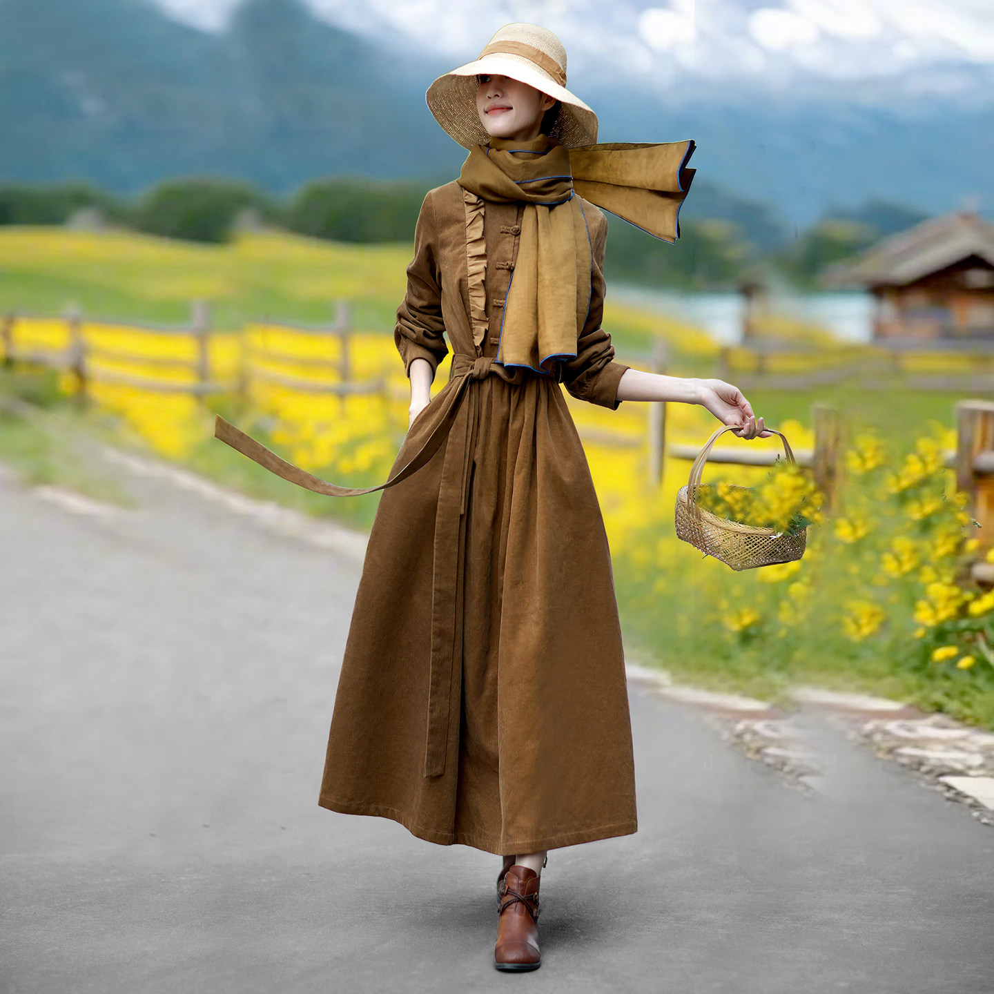 赫轩原著民族风女装秋冬全棉连衣裙显瘦气质打底裙原创设计长裙子,女装/女士精品,连衣裙,淘宝优惠券,粉丝福利购,淘宝优惠卷