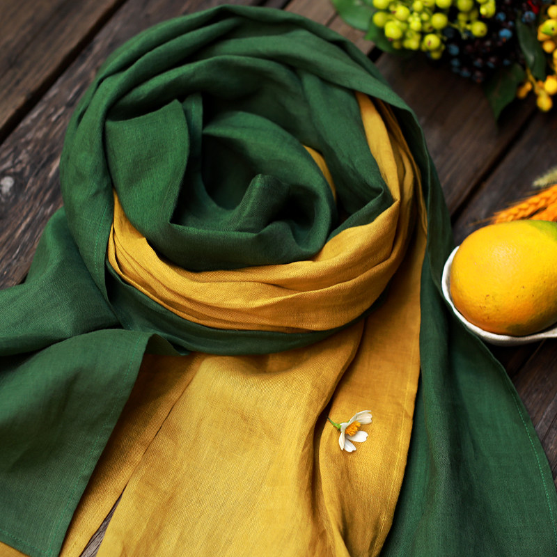 赫轩原著民族风亚麻围巾高档秋冬新款女式文艺复古气质围脖百搭