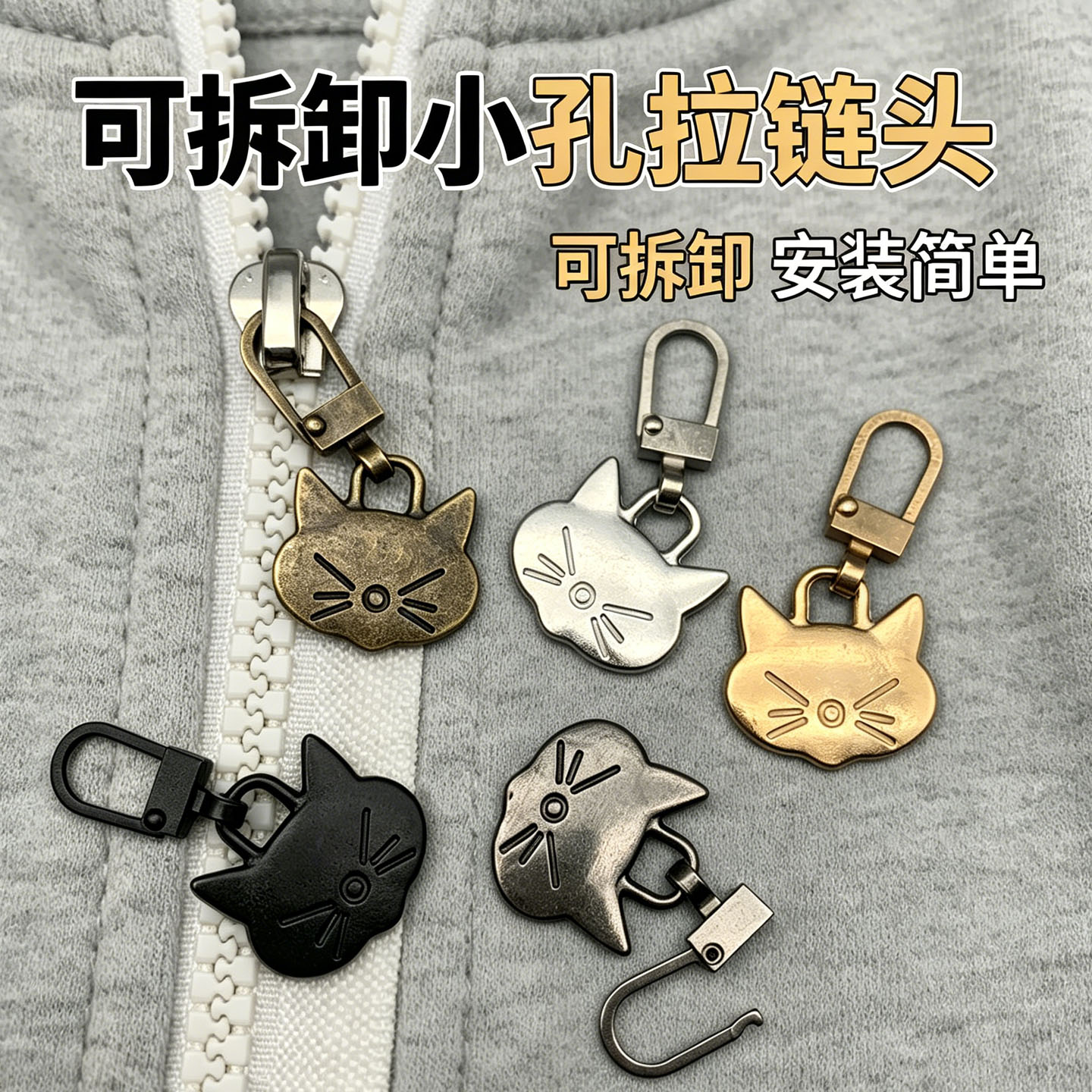 可拆卸拉链头修复衣服通用拉片