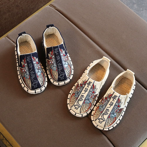 Слипоны для мальчиков, тканевая этническая обувь, детские туфли, ханьфу, китайский стиль, детская одежда