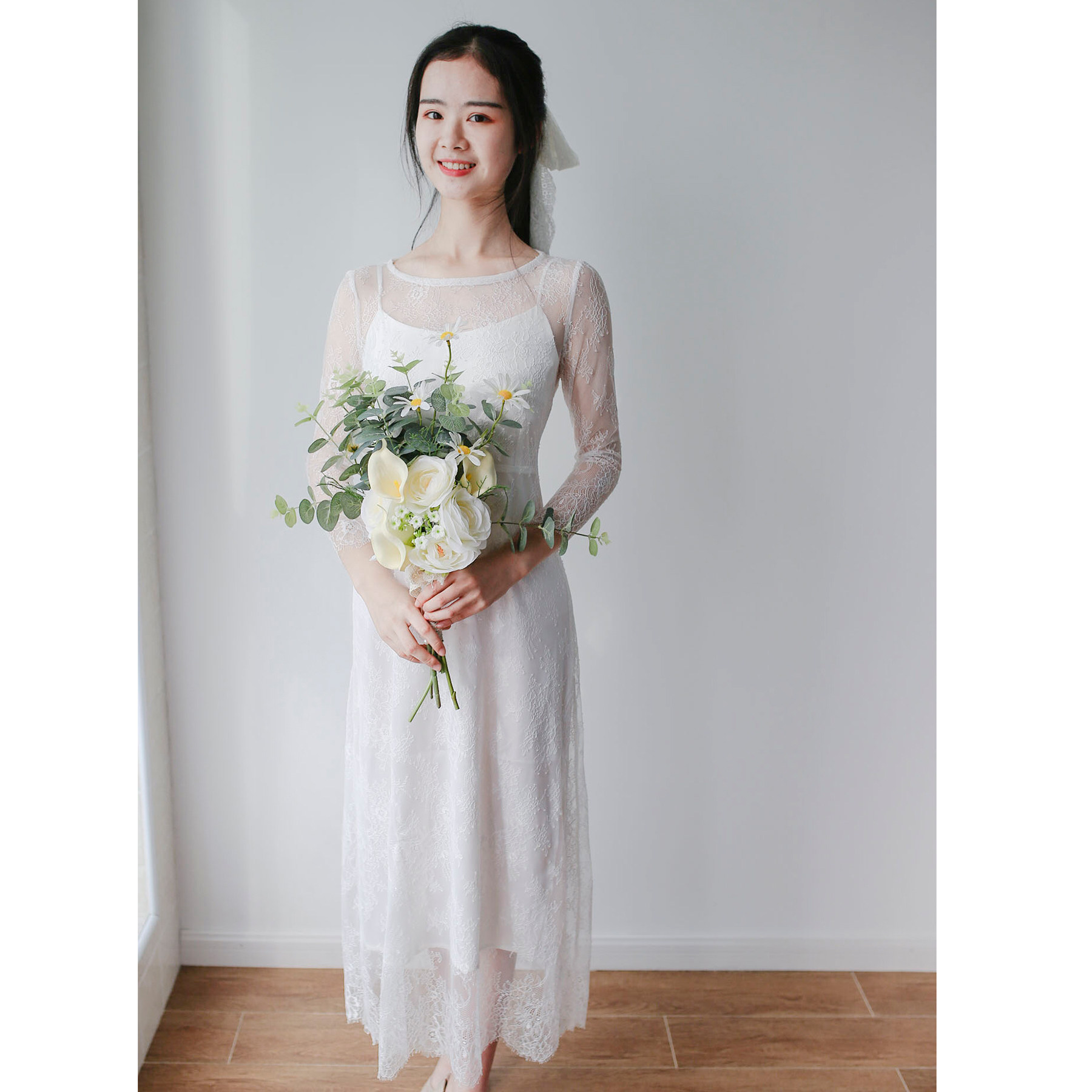 清仓长袖蕾丝修身轻礼服婚纱户外婚纱