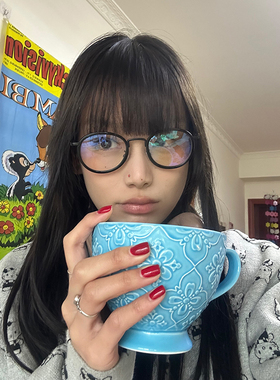 sunsway防蓝光男女韩版复古近视椭圆框玳瑁色平光眼镜架眼镜框