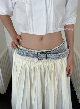 sunsway白色蕾丝花朵皮带欧美少女纯欲风设计甜酷百搭配饰腰带