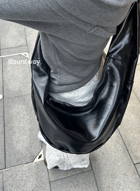 sunsway大容量复古软皮打结牛角斜挎包慵懒风ins休闲百搭单肩包