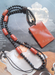 石碑护身符红竹石影子石平安无事牌项坠毛衣链 苦情痣断掌