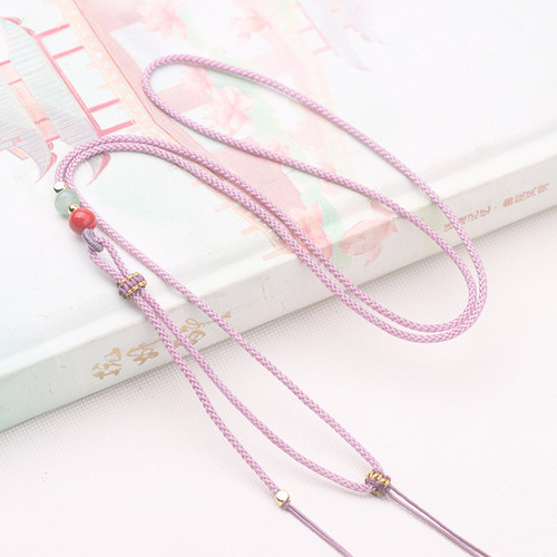 高档手工编织翡翠黄金蜜蜡挂件绳