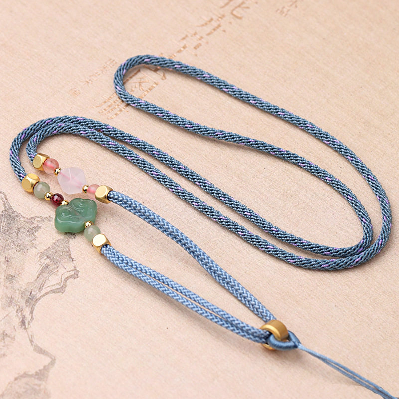 绿如意手编项链绳东陵玉吊坠挂绳diy饰品玉佛黄金男女款挂脖绳子