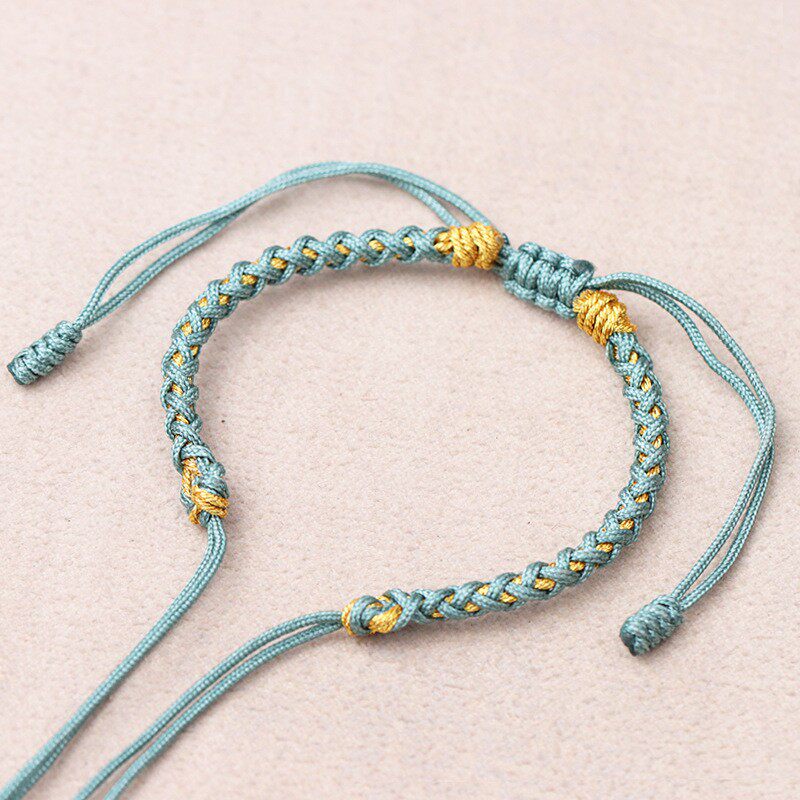 手工编织龙麟款红绳半成品可穿珠平安扣硬金情侣八股编绳手链绳