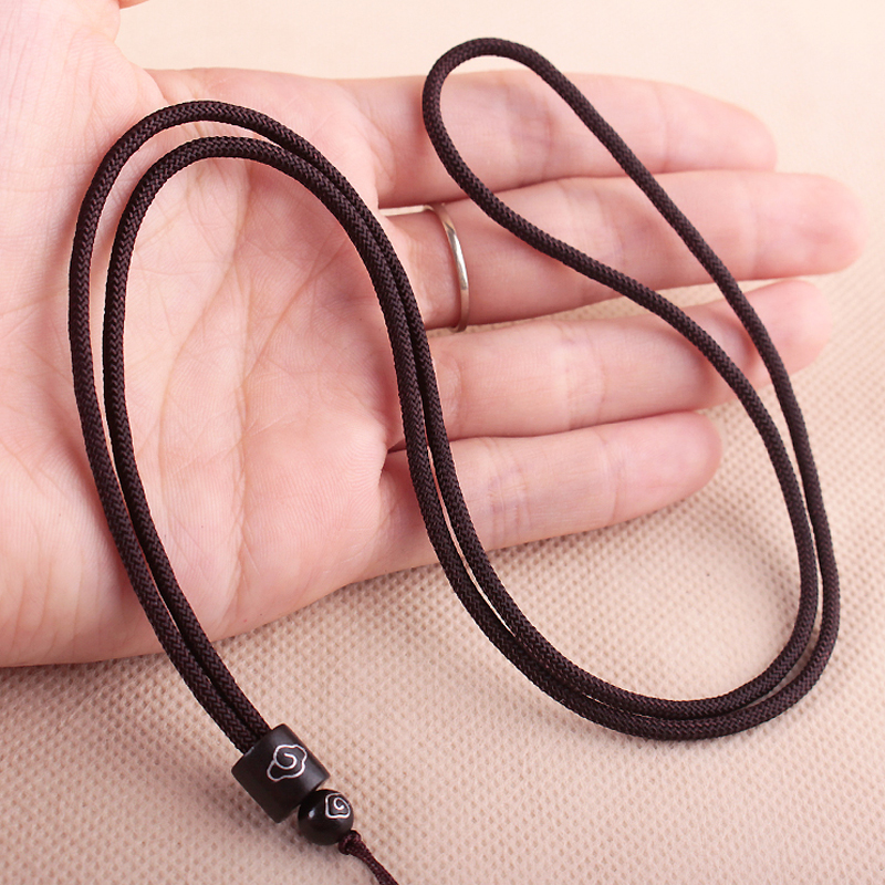 简约檀木吊坠挂绳男女士血檀项链绳和田玉翡翠玉佩黄金挂坠绳子