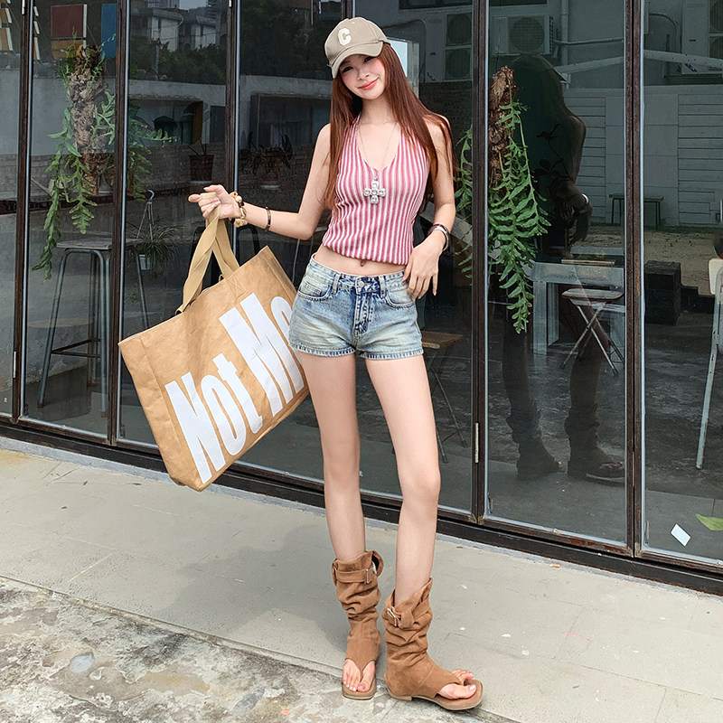 美式磨破设计牛仔短裤女2026夏季新款高腰辣妹风百搭显瘦休闲裤子
