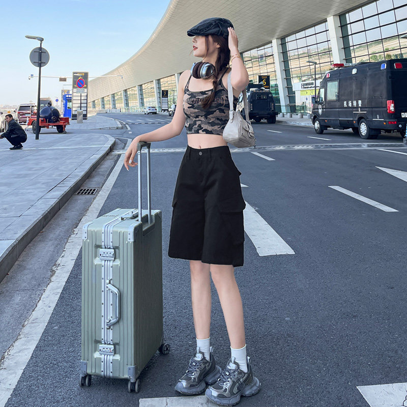 黑色美式复古辣妹风牛仔五分裤女2026新款夏季宽松显瘦工装短裤子