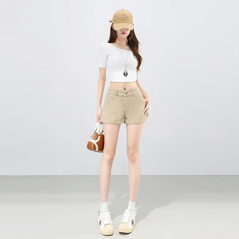 美式做旧牛仔超短裤女夏季薄款性感外穿辣妹口袋拉链包臀a字热裤