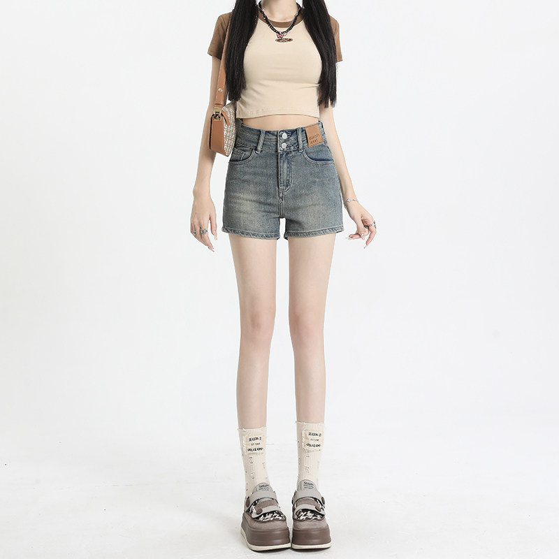 美式复古牛仔短裤女2026夏水洗做旧性感辣妹显瘦修身弹力包臀热裤