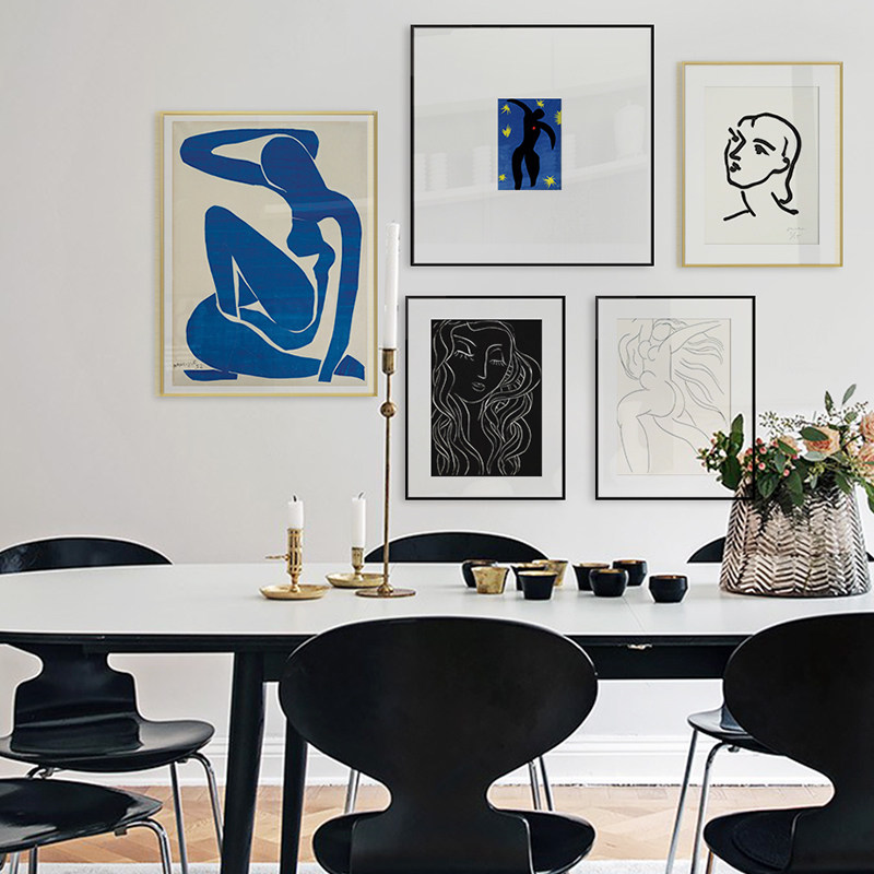 生命舞动 客厅欧式人像装饰画大师马蒂斯背景墙黑白艺术组合挂画