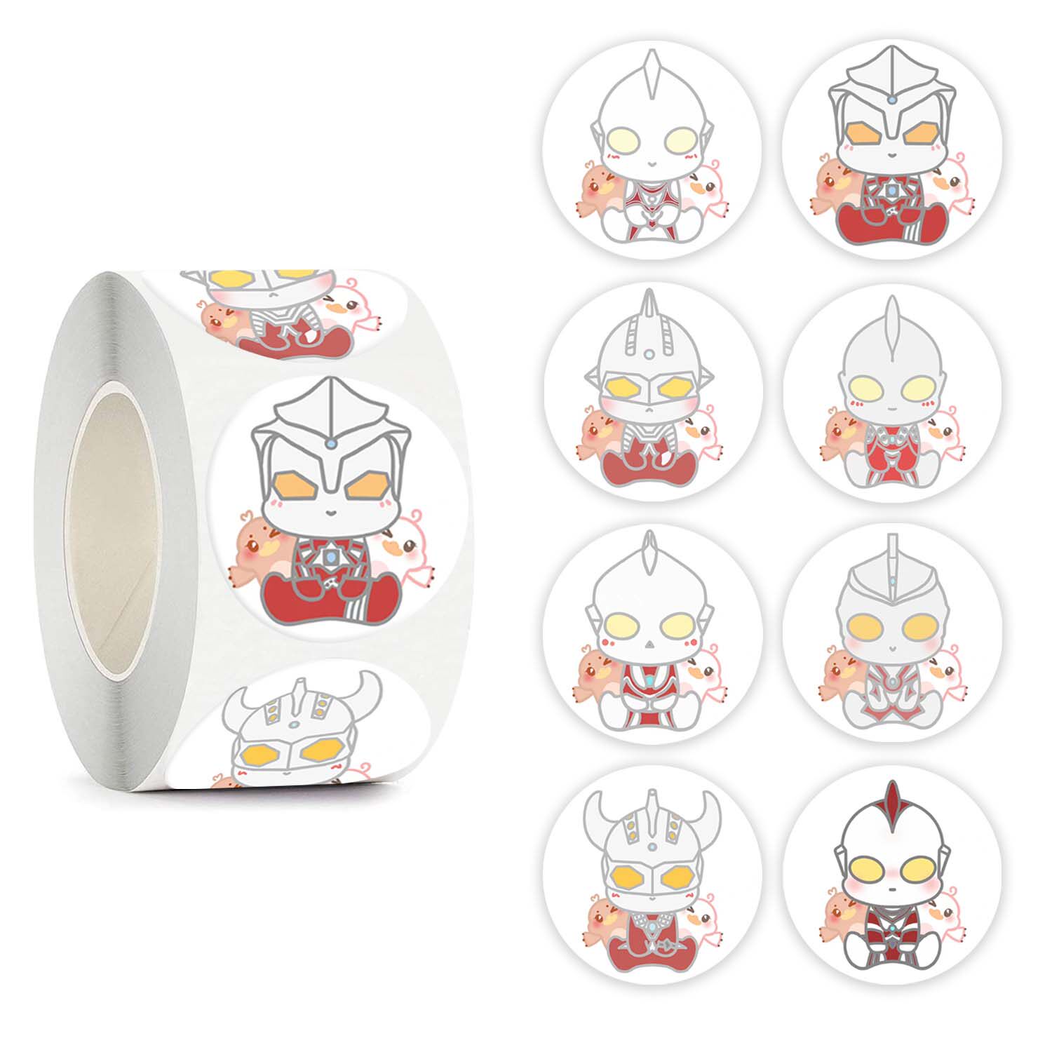 500张/卷卡通动漫迪迦奥特曼贴纸标签装饰diy手帐儿童玩具不干胶