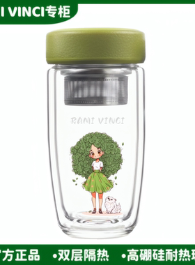 女士高颜值玻璃杯可爱双层直筒ins风2025新款办公室水杯泡茶杯子