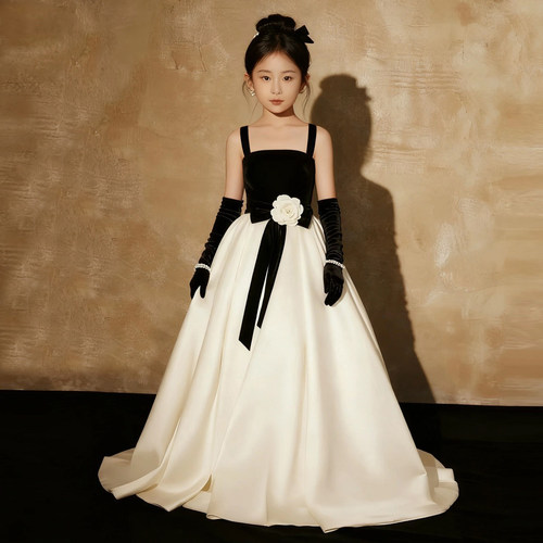 女童晚礼服复古风儿童主持人唱歌表演舞台模特走秀公主裙 Dress