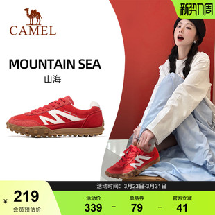鞋 新款 子红色女鞋 复古男士 骆驼山海运动鞋 休闲板鞋 女士薄底德训鞋