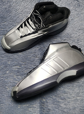 adidas Crazy1科比经典中帮复古耐磨男子金属银色篮球鞋GY2410