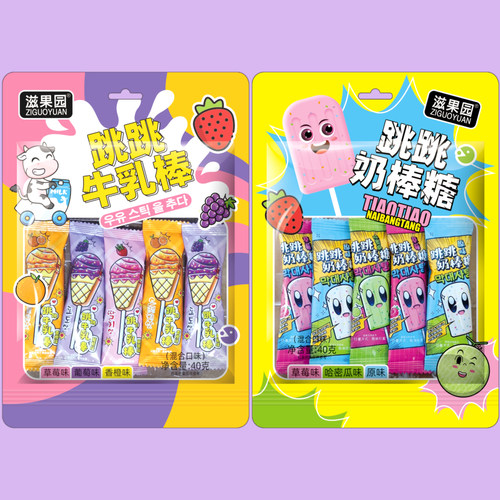 滋果园跳跳糖奶棒混合口味奶味足