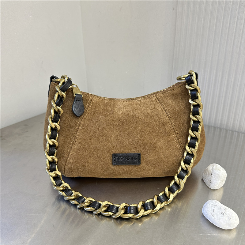 2025冬季新款高品质复古单肩斜挎包真皮磨砂腋下包单肩包饺子包包