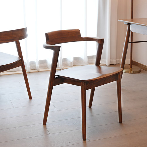 岁禾北美黑胡桃木餐椅全实木北欧