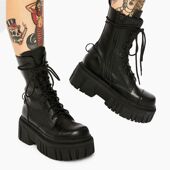 真皮中筒靴子女秋冬新款 厚底增高马丁靴小众休闲软底单靴圆头短靴