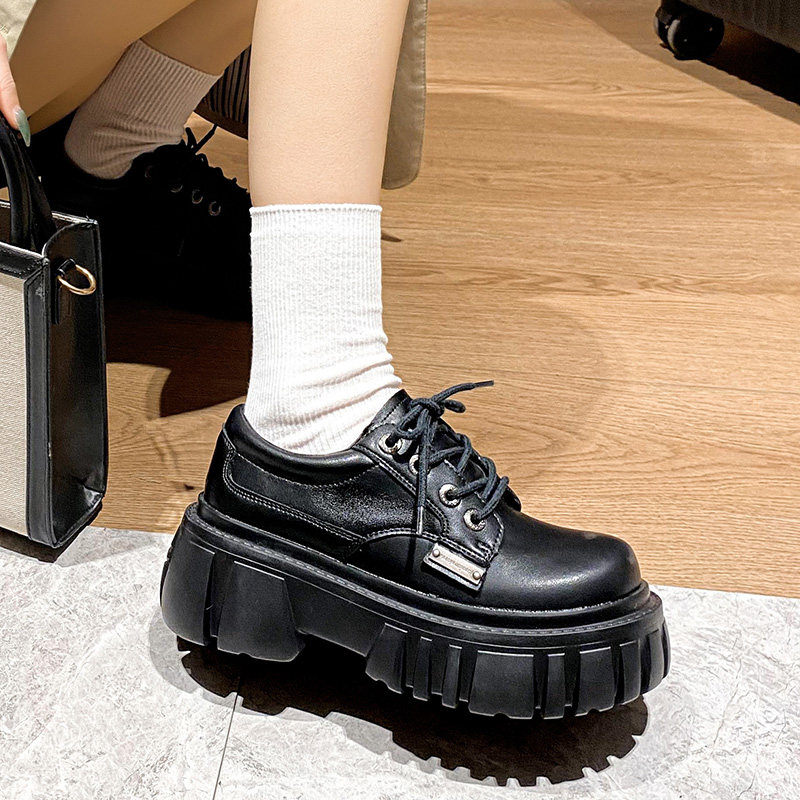 增高7厘米单鞋女真皮矮子乐小个子松糕厚底乐福鞋百搭圆头小皮鞋,女鞋,深口单鞋,淘宝优惠券,粉丝福利购,淘宝优惠卷