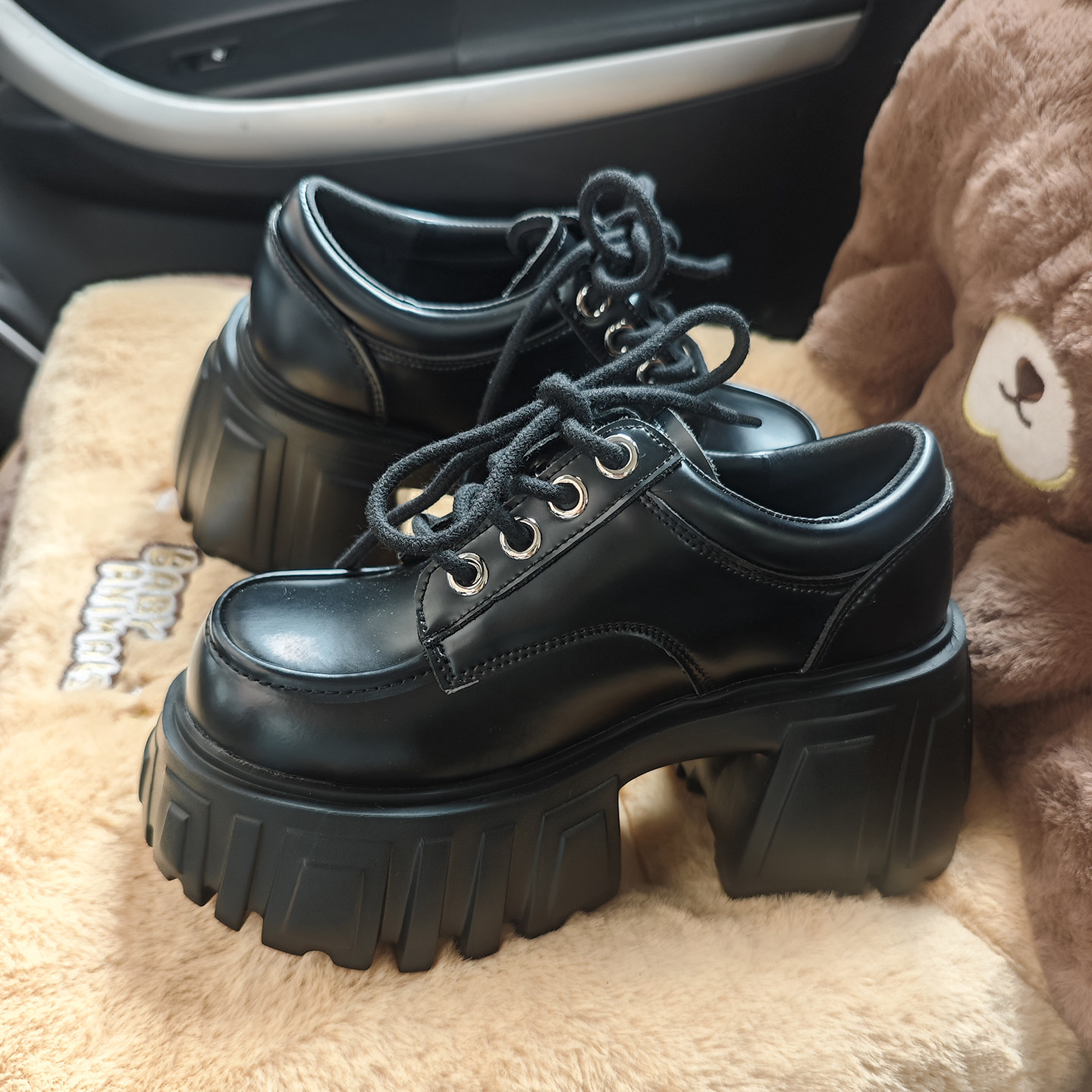 超高粗跟厚底系带单鞋女新款真皮松糕小个子乐福鞋10cm增高小皮鞋,女鞋,深口单鞋,淘宝优惠券,粉丝福利购,淘宝优惠卷