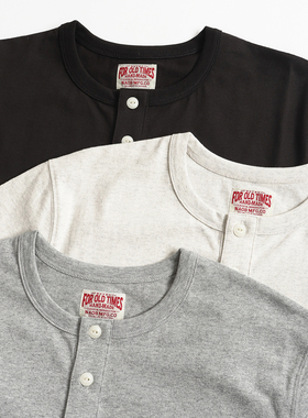 Bourn 定纺精梳长绒纯棉阿美咔叽复古亨利领短袖半袖纯色T 25ss