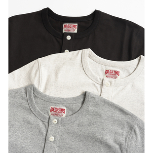 Bourn 定纺精梳长绒纯棉阿美咔叽复古亨利领短袖半袖纯色T 25ss
