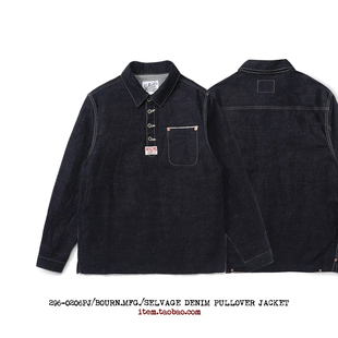 NAOB 休闲赤耳丹宁青年长袖套头衬衫夹克DENIM PULLOVER JACKET