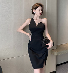 Real price versatile slim design irregular design chain strap slim dress