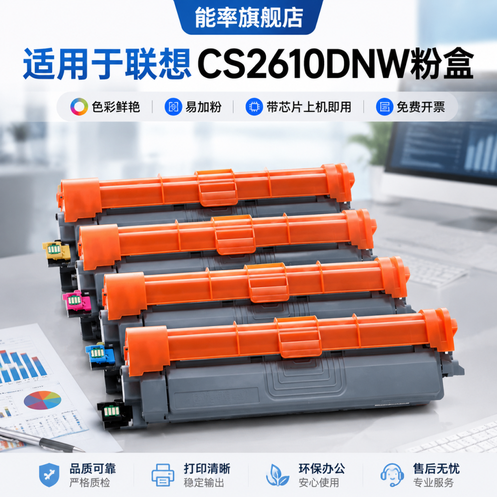 能率适用联想CS2610DNW粉盒彩色Lenovo CM7810DXF PRO打印机硒鼓LT2610BK/C/M/Y墨粉CM7310DNW PRO碳粉盒墨盒 - 实物图