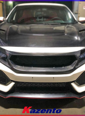 适用本田思域Type R FK8碳纤维改装件 Js`Racing前杠中网前脸面罩
