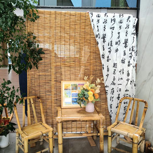 中式布置道具背景签到台装饰材料草帘芦苇帘书法纱幔幼儿园环创