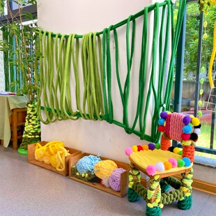 幼儿园环创美工区diy手工编织挂毯吊饰环境布置编织区域物料投放