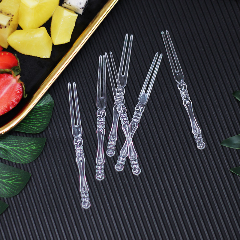 一次性水果叉单独立包装蛋糕点心试吃西点商用果签塑料透明小叉子