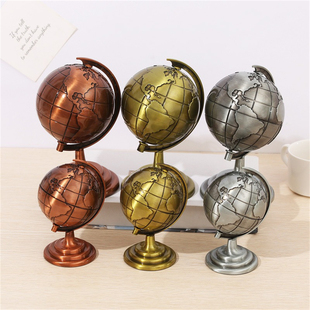 复古合金地球仪摆件金属模型办公室书房工艺品拍照道具装饰摆设