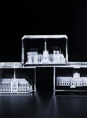 世界经典建筑模型3D水晶内雕摆件 铁塔罗浮宫凯旋门泰姬陵纪念品