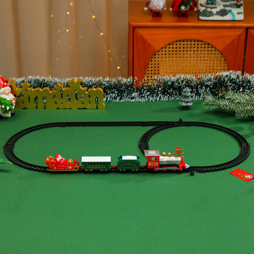 Christmas assembled ground track rotating small train toy