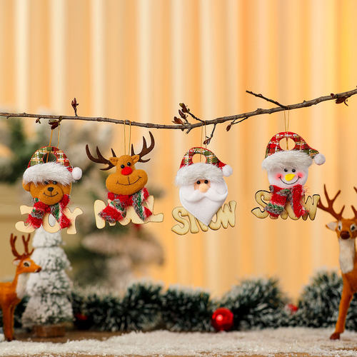 Christmas tree wooden letter sign figurine doll pendant,